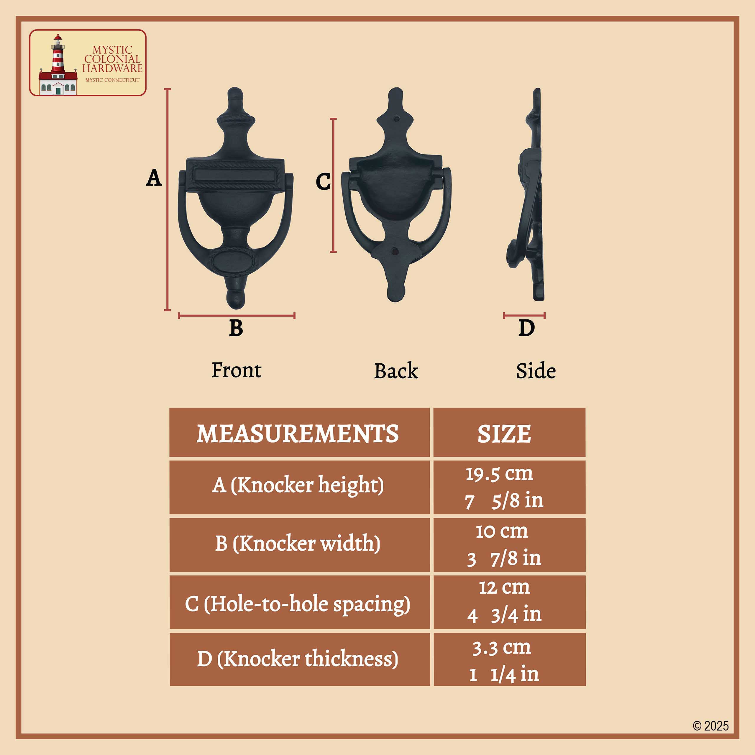 Mystic Colonial Urna battente porta ghisa nera