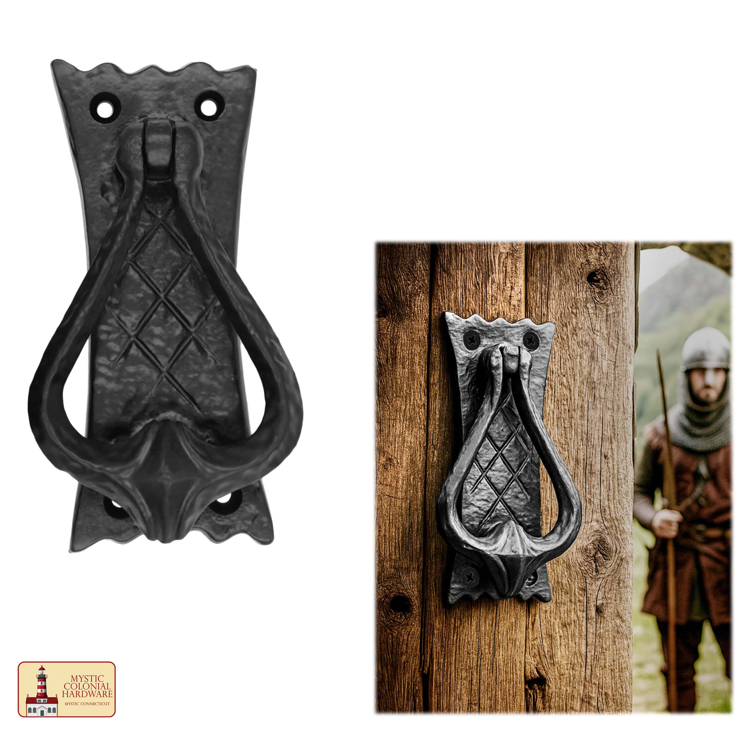 Mystic Colonial Hardware battente porta ferro nero antico 12 cm
