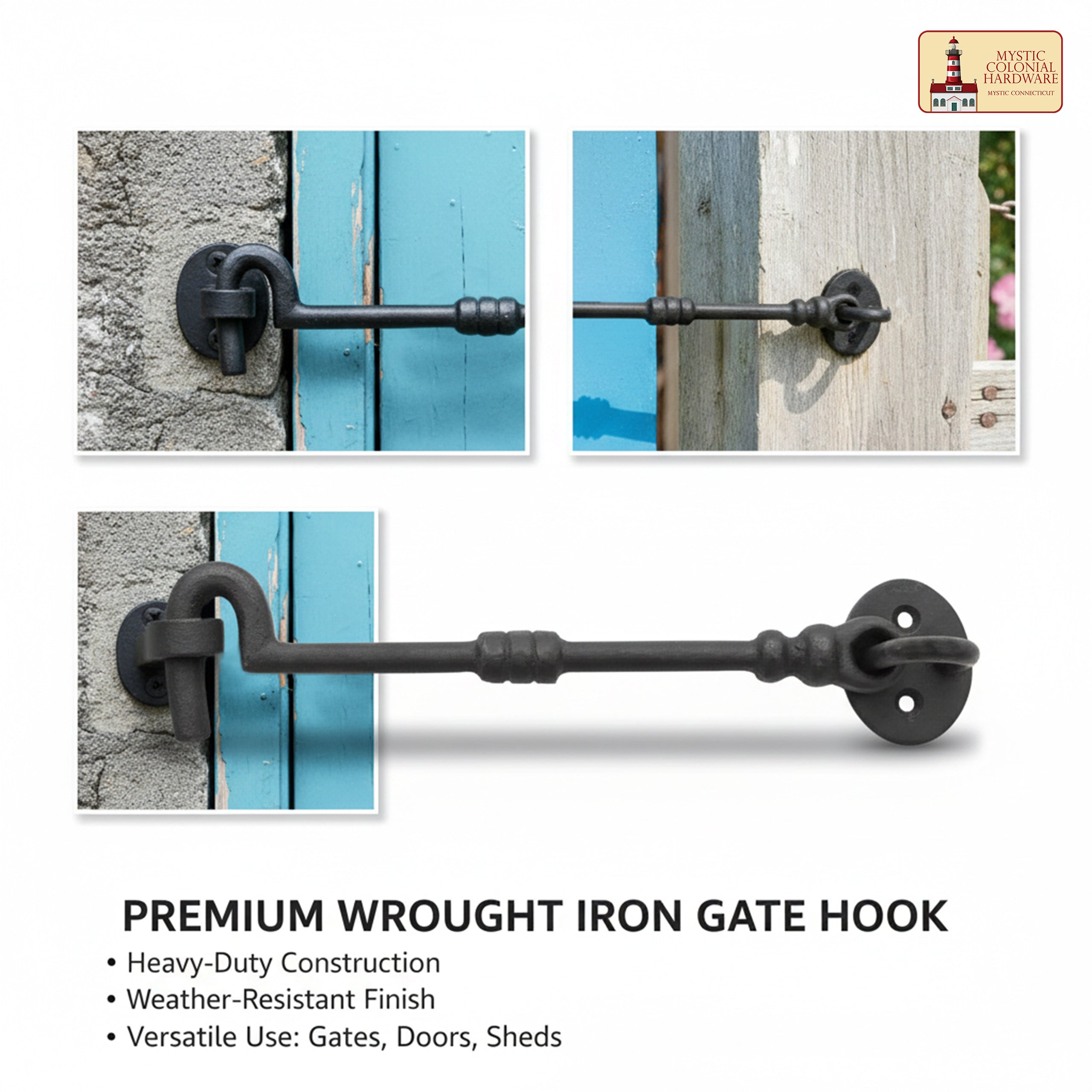 Mystic Colonial Hardware gancio cabina occhio ferro 19 cm 2 pz