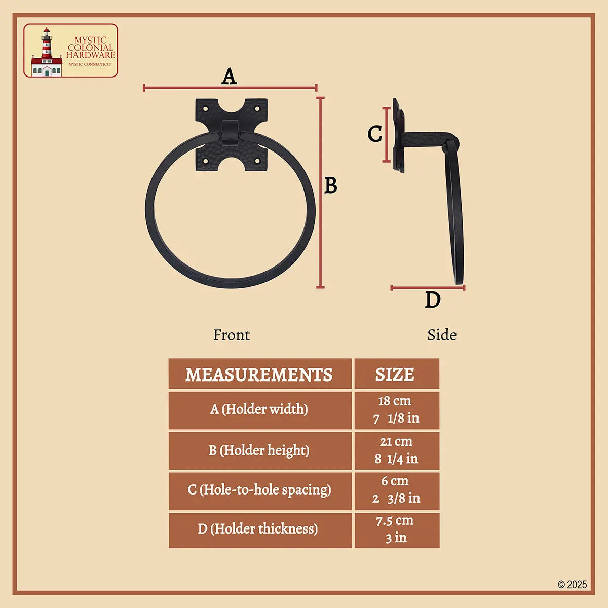 Mystic Colonial Ring portasalviette ferro battuto nero 15,9 cm