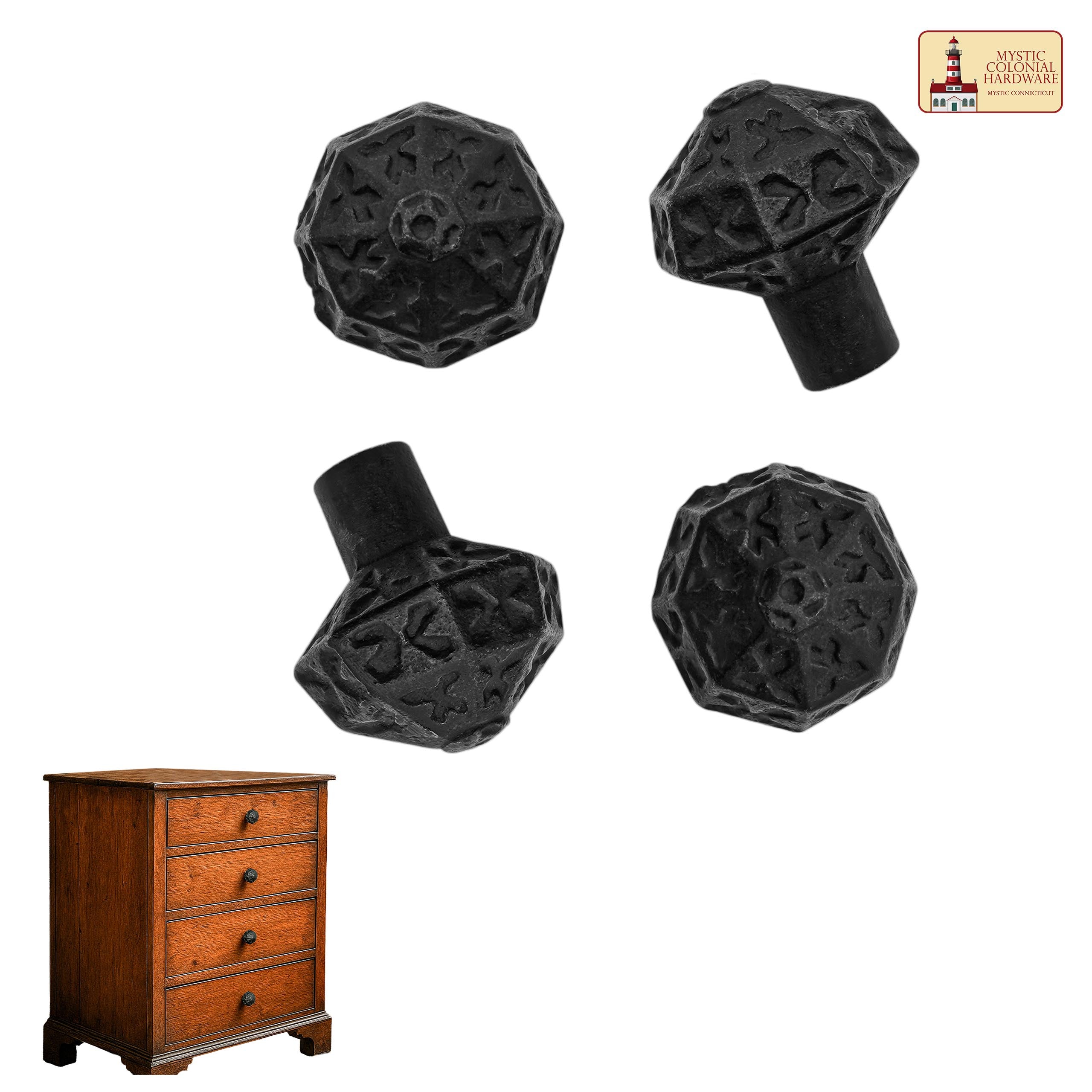 Mystic Colonial Hardware pomello ferro battuto singolo rustico