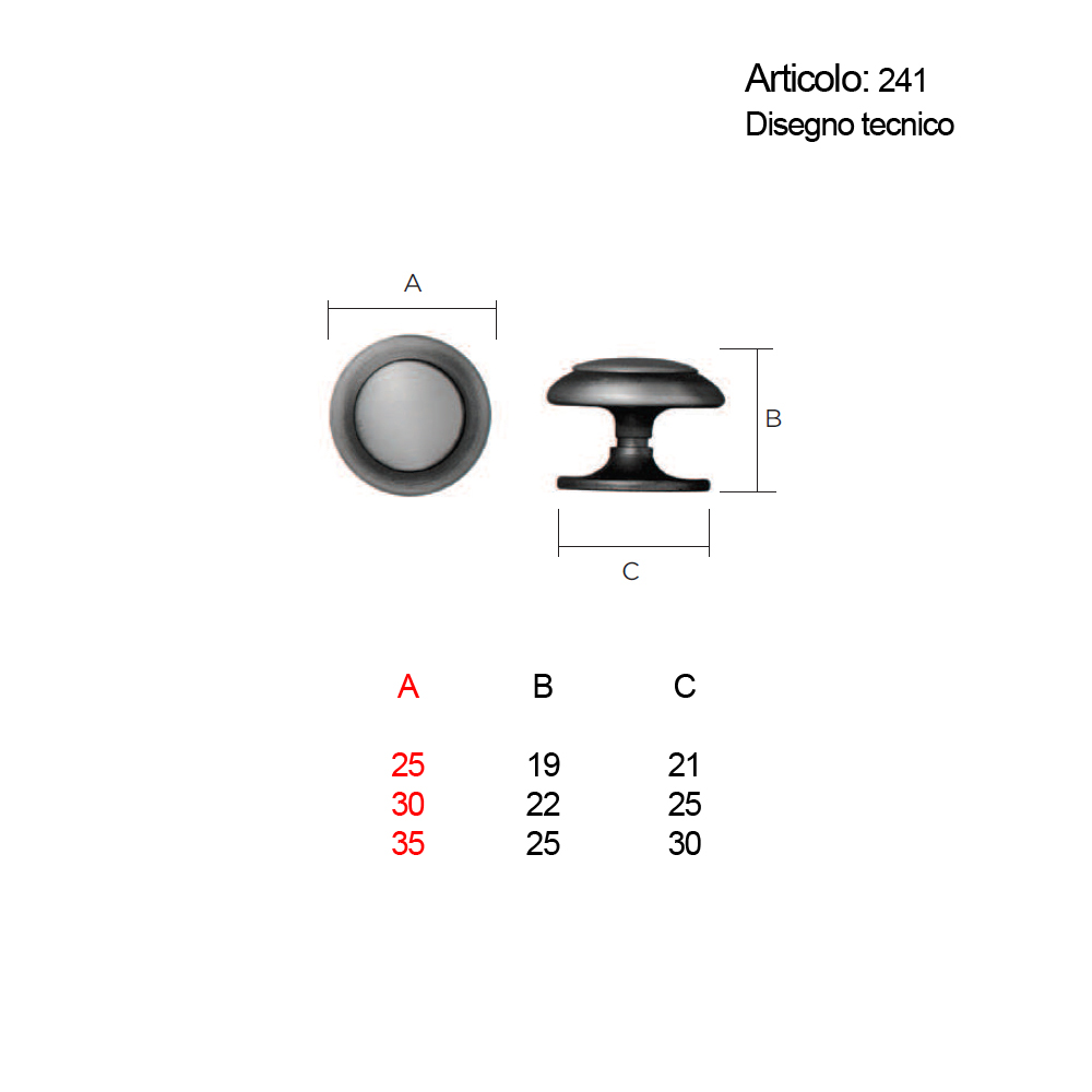 Spinardi 241 pomolo per mobili finiture assortite