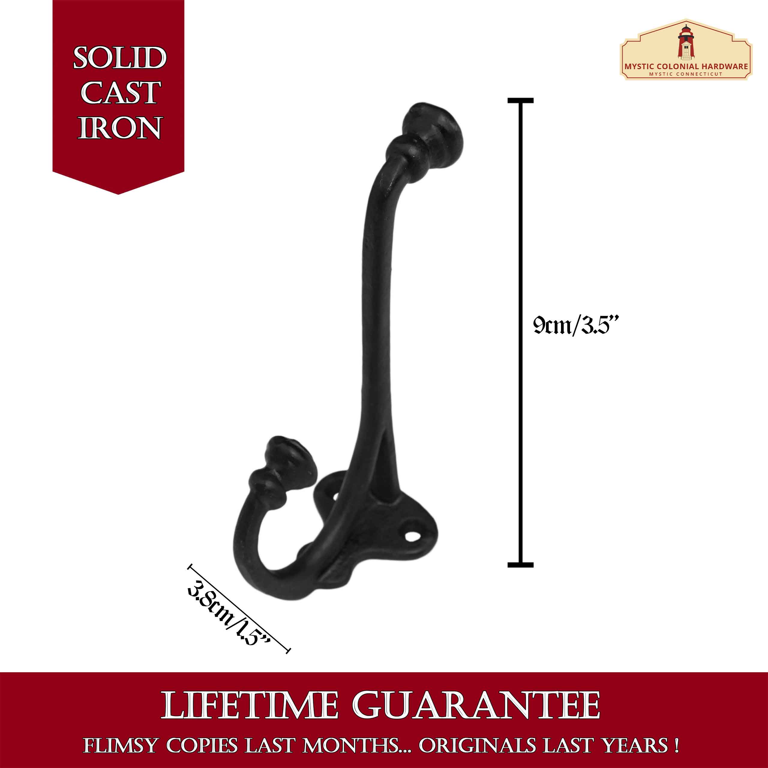 Mystic Colonial Hardware Ganci ferro battuto appendiabiti neri 2 pezzi