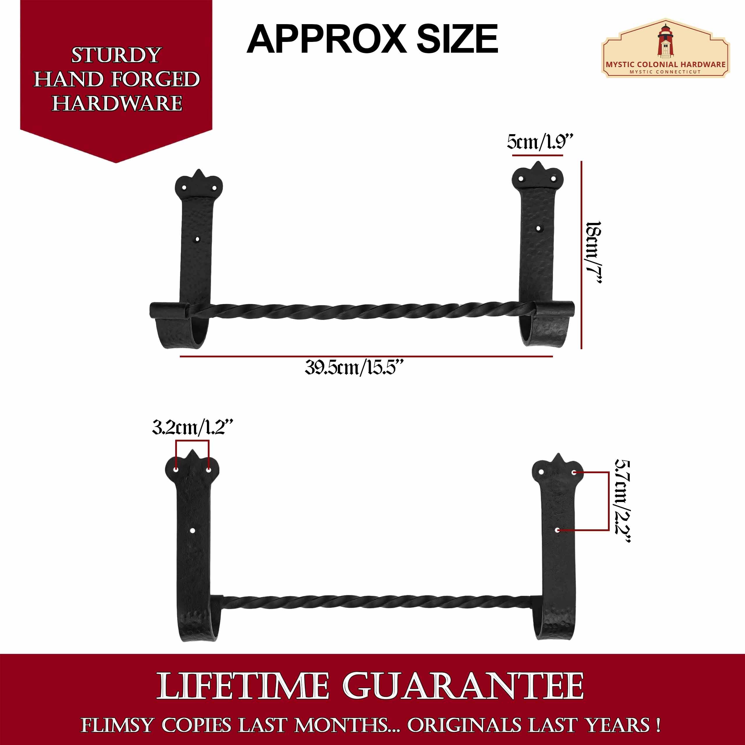 Mystic Colonial Hardware porta asciugamani parete ferro 39,5 cm
