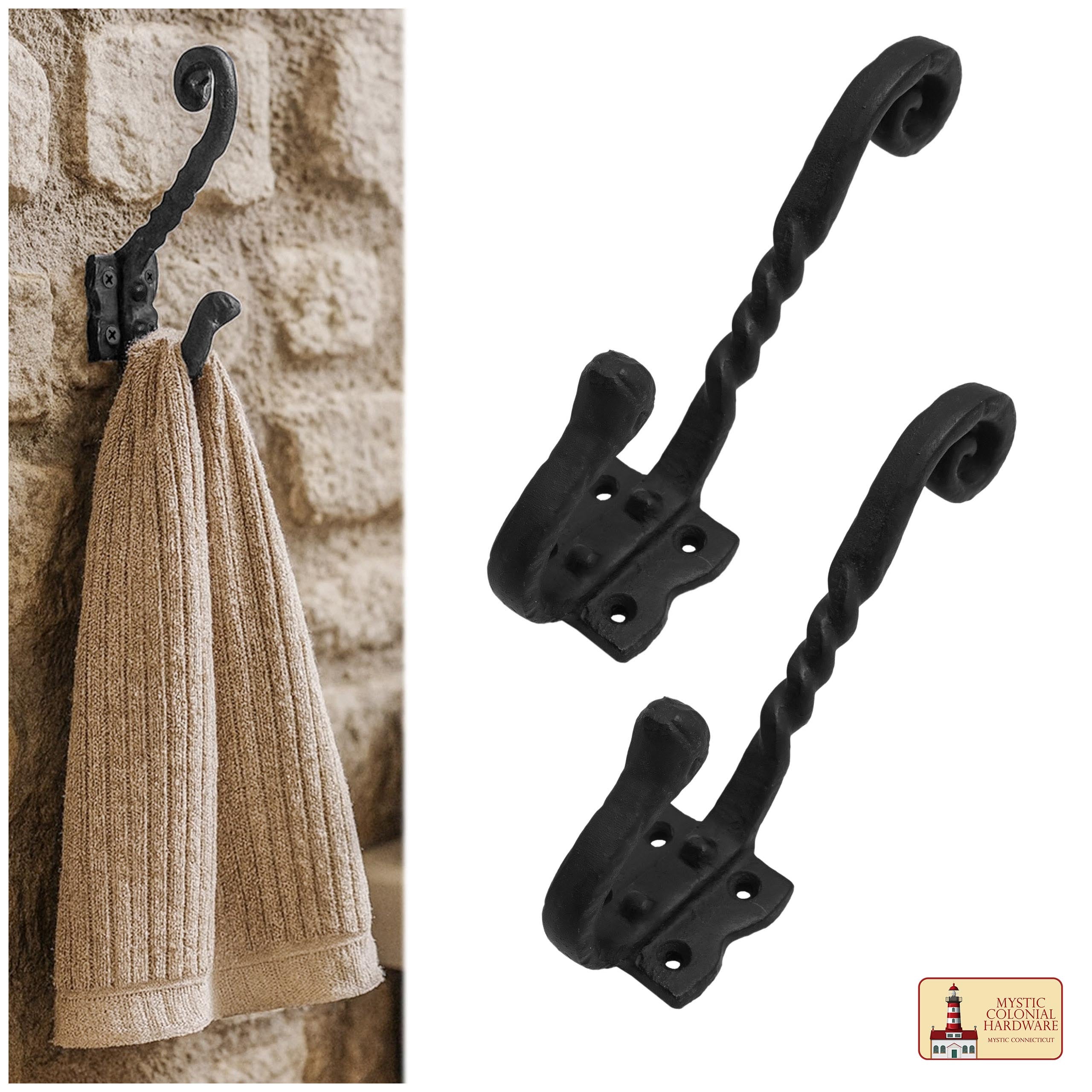 Mystic Colonial gancio muro ferro 11x12 cm nero set 2 pezzi