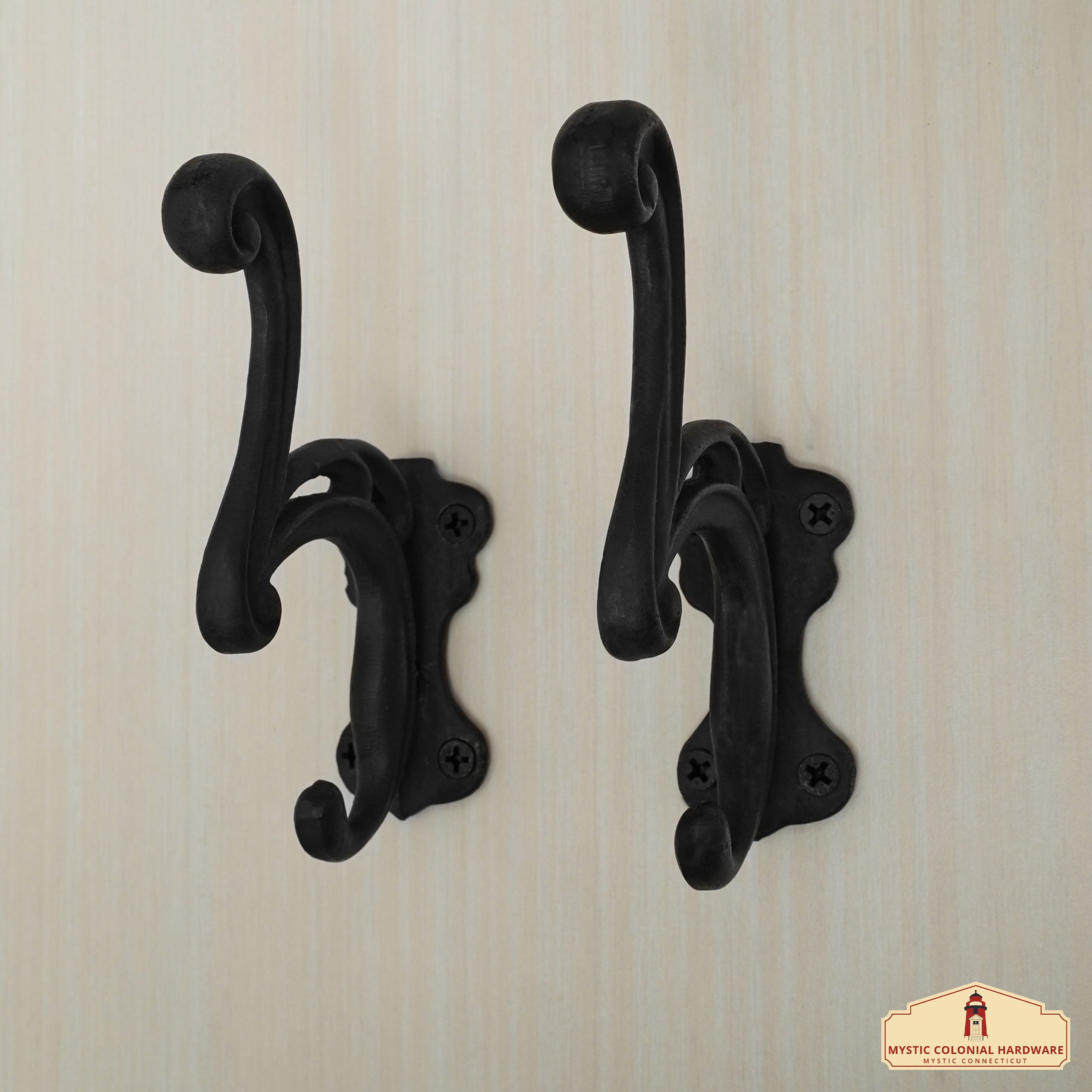 Mystic Colonial Hardware ganci parete 12x3,8 cm coppia ghisa nera
