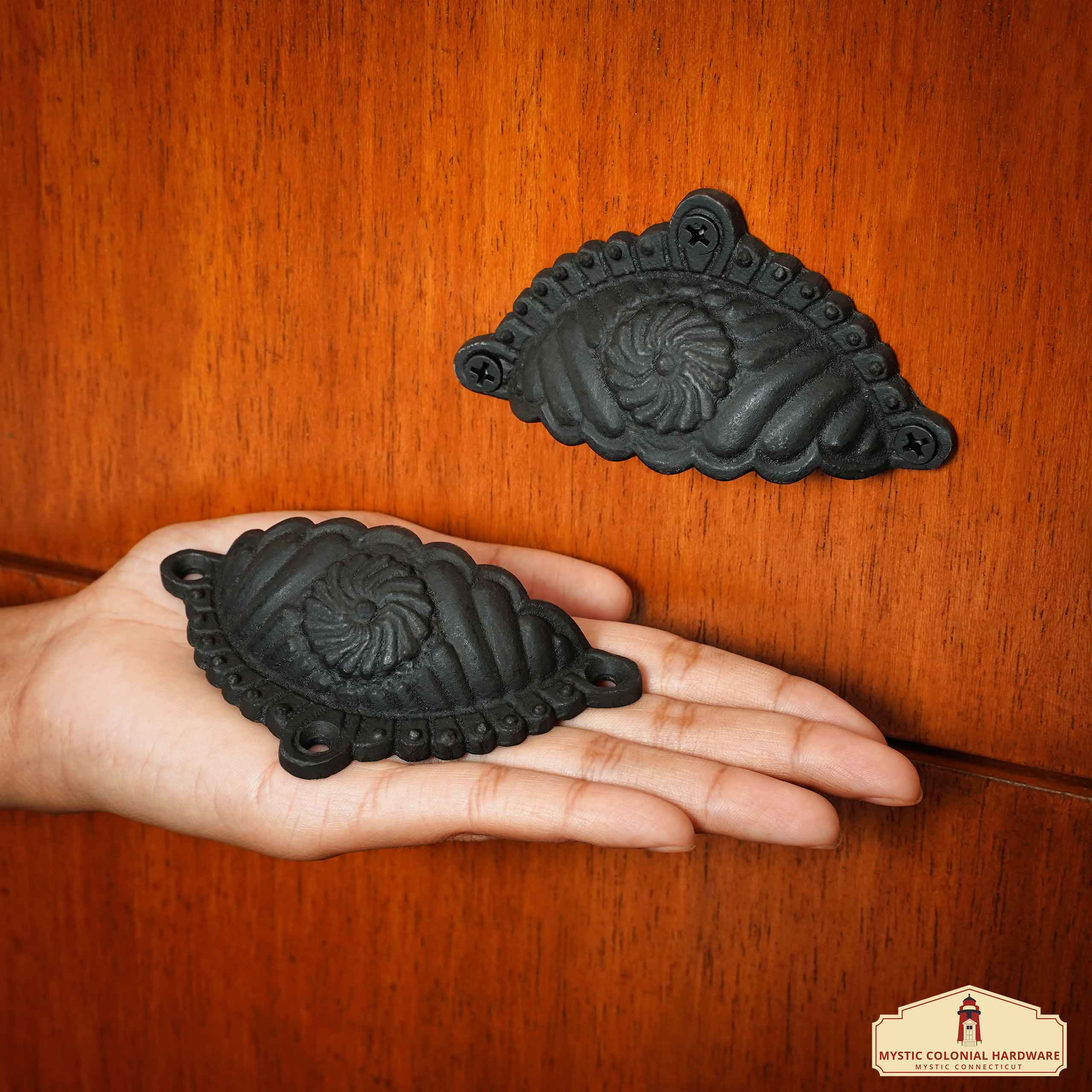Mystic Colonial Maniglia a Conchiglia 9,6x5,4 cm Set 4 Pezzi Ghisa