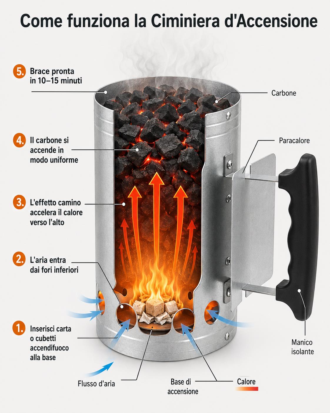 BOXOB ciminiera accensione barbecue acciaio brace rapida