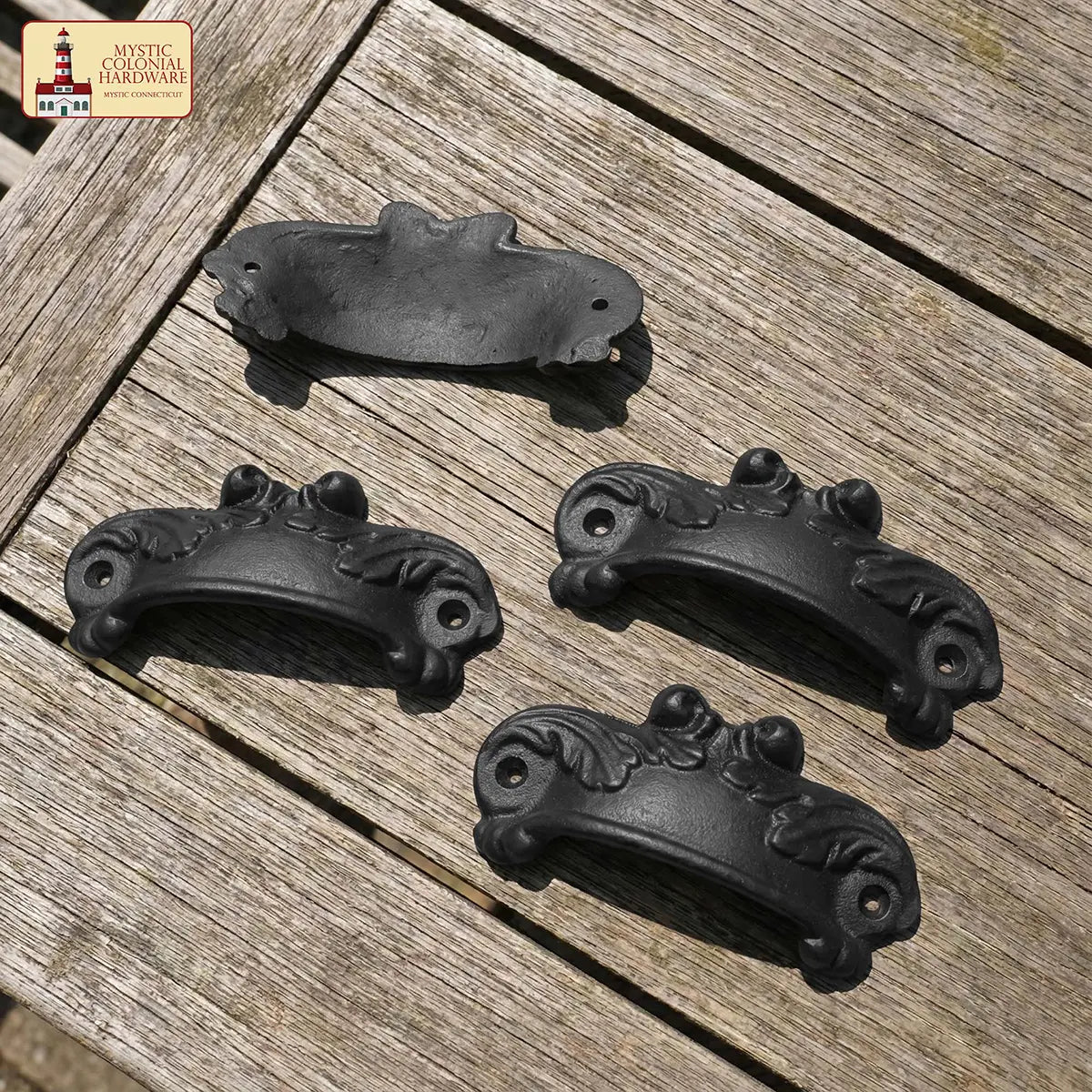 Mystic Colonial Hardware Victorian maniglia conchiglia ghisa set 4 pezzi