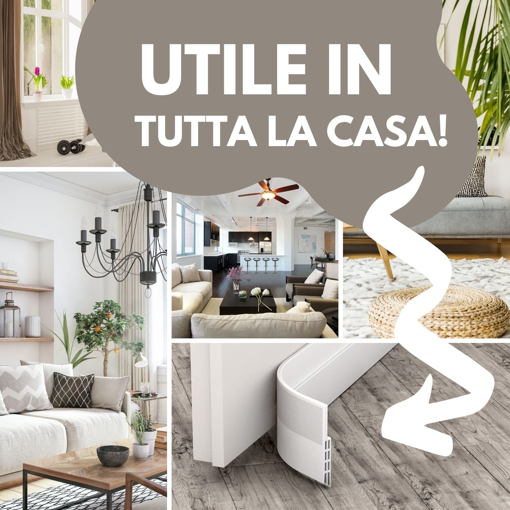 Vellure paraspifferi sottoporta porta blindata bianco 1 pz