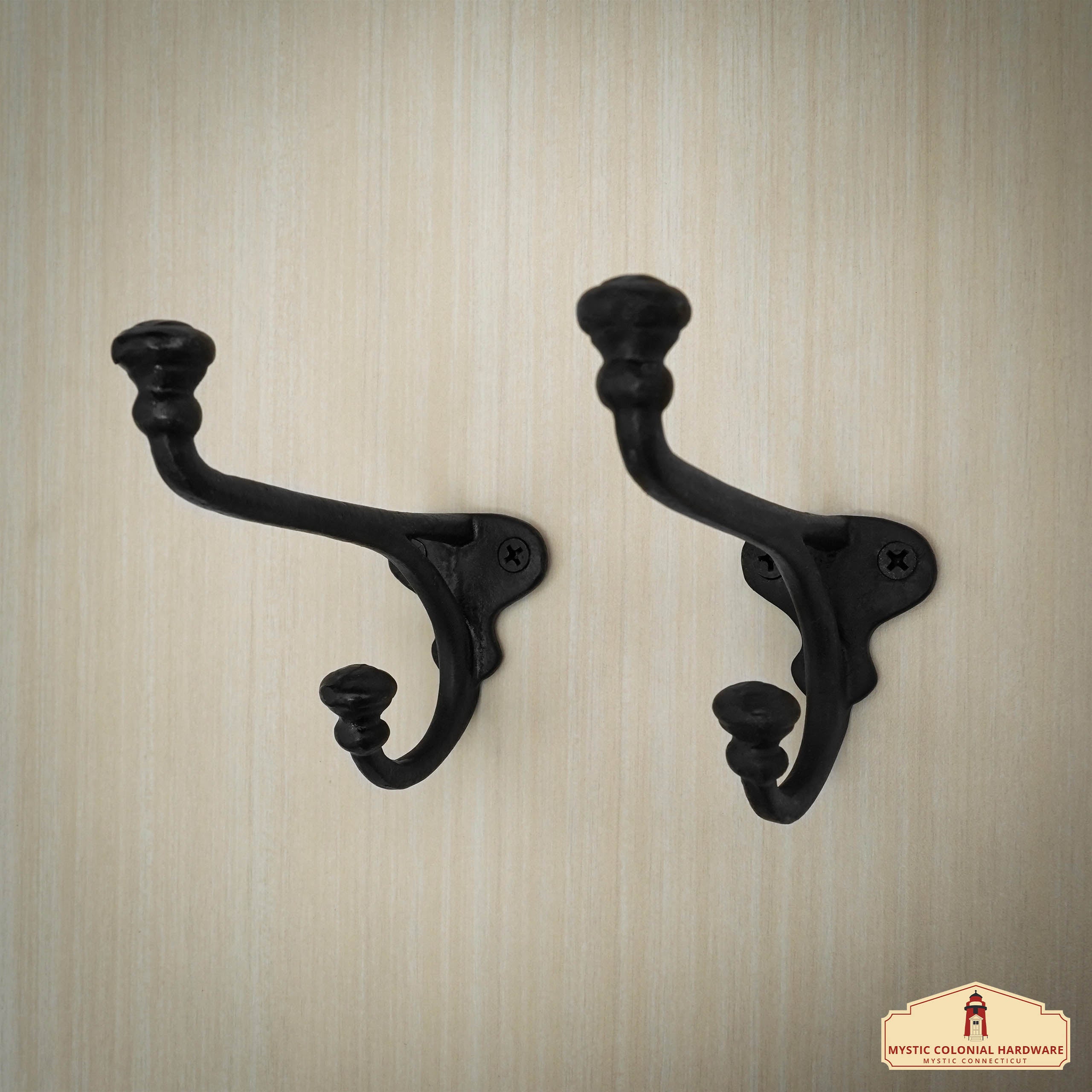 Mystic Colonial Hardware Ganci ferro battuto appendiabiti neri 2 pezzi